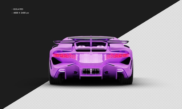 PSD super voiture de sport de course de luxe violet titane mat réaliste isolée de la vue arrière