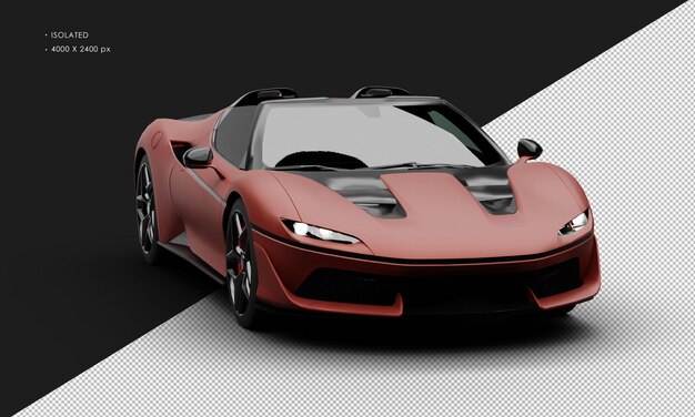 PSD super voiture de sport à double turbo isolée réaliste rouge matte limitée vue de l'angle avant droit
