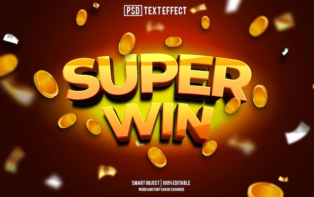 super win efeito de texto fonte editável tipografia texto 3D