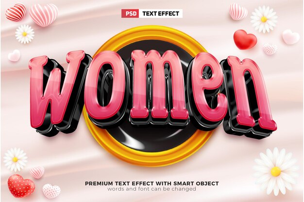 PSD super women black pink effet de texte modifiable en 3d