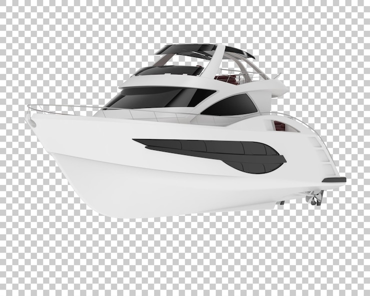 PSD super yate en la ilustración de renderizado 3d de fondo transparente