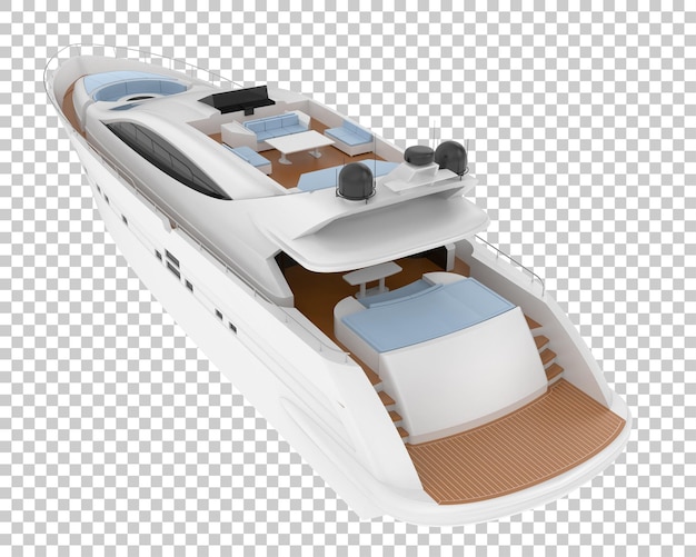 Super yate en la ilustración de renderizado 3d de fondo transparente