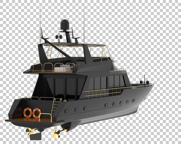 Super yate en la ilustración de renderizado 3d de fondo transparente