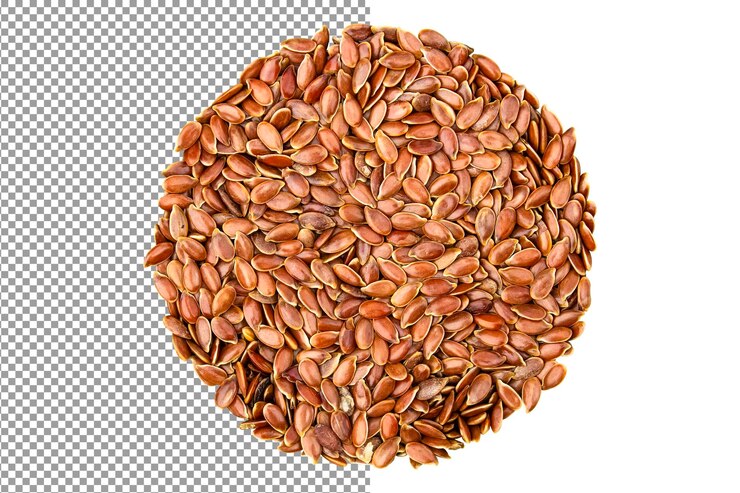 PSD superalimento de semillas de lino para una alimentación saludable isolado sobre un fondo transparente