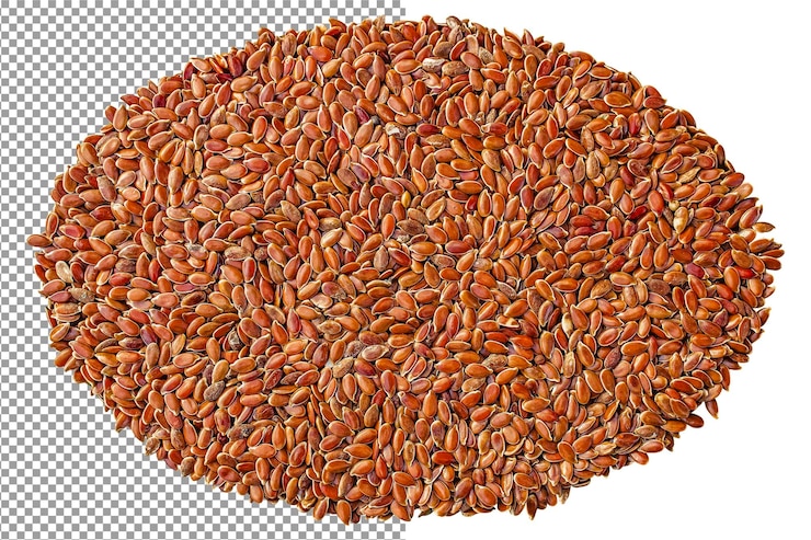 PSD superalimento de semillas de lino para una alimentación saludable isolado sobre un fondo transparente