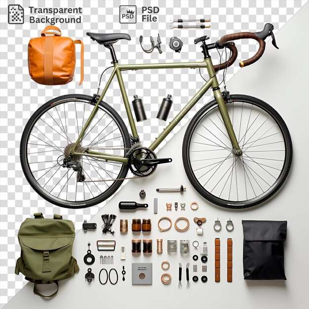 Superbe Vélo Haut De Gamme Personnalisé Et Accessoires Installés Sur Un Mur Blanc