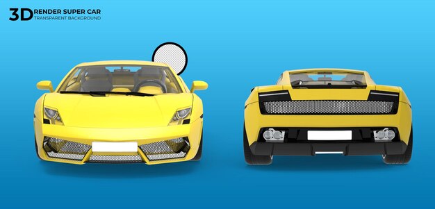 Supercar gialla su sfondo giallo trasparente