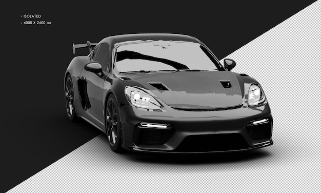 Supercoche deportivo atlético de lujo negro metálico realista aislado desde el ángulo delantero derecho