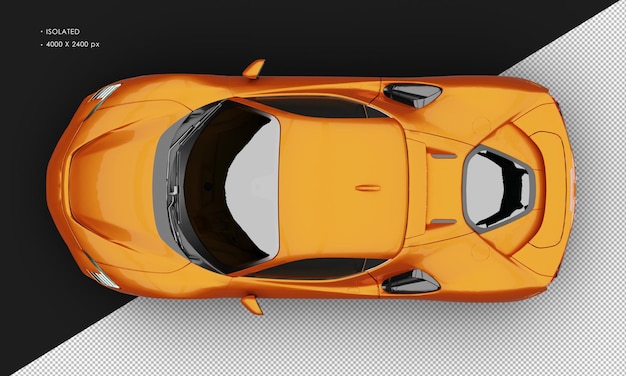 Supercoche deportivo híbrido de motor medio naranja metálico realista aislado desde arriba