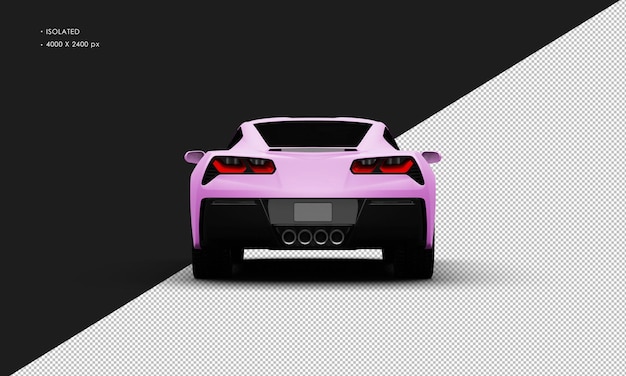El supercoche deportivo de lujo aislado y realista de color rosa mate desde la vista trasera