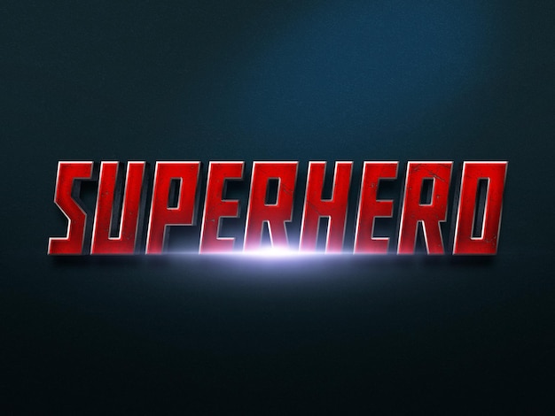 Supereroe testo psd in stile rosso metallico