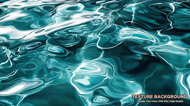 PSD superficie dell'acqua della piscina tessura di fondo dell'acqua di mare blu acqua con ondulazioni