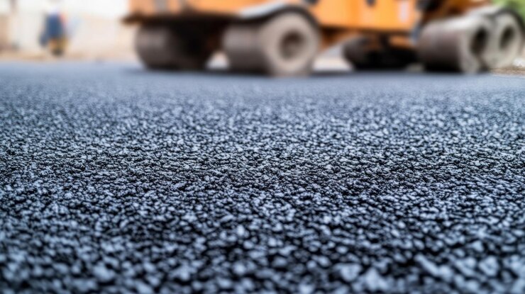 PSD superficie di asfalto appena posata nella zona di costruzione