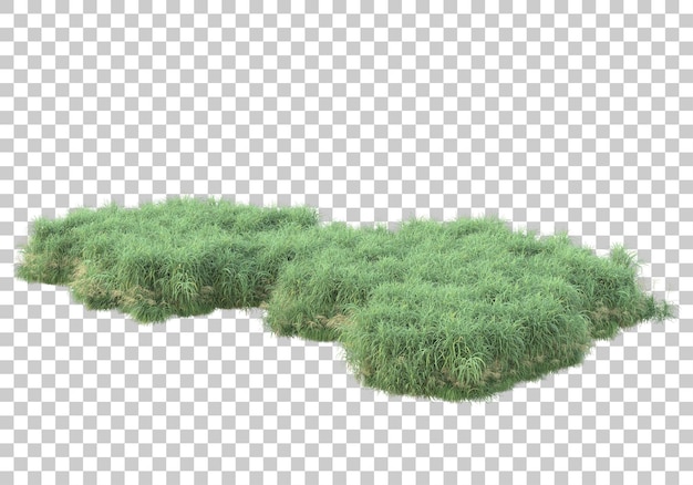Superficie de hierba en la ilustración de renderizado 3d de fondo transparente