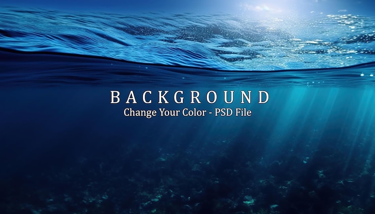 PSD superficie del océano azul oscuro vista desde el agua ia generativa