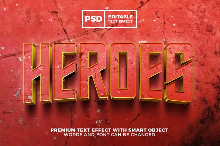 PSD superhelden-luxus-grunge-roter bearbeitbarer 3d-texteffekt