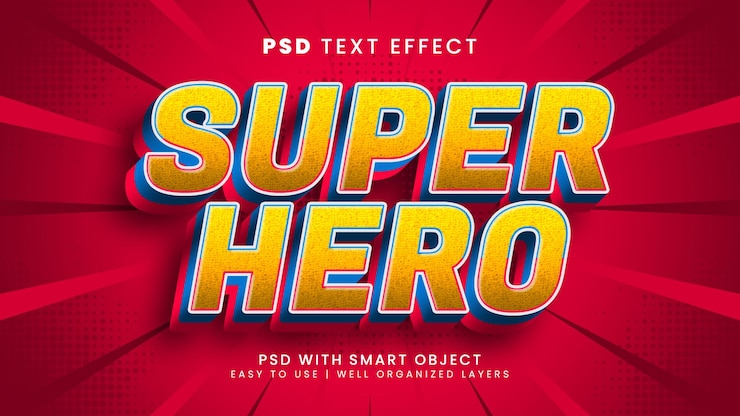 PSD superhero editable text effect with cartoon and kids text style
