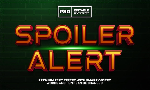 Superhéroe de alerta de spoiler estilo de efecto de texto editable 3d