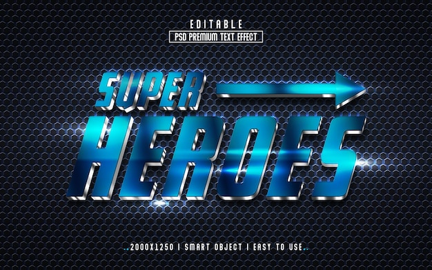 Superhéroes 3D Editable psd Estilo de efecto de texto
