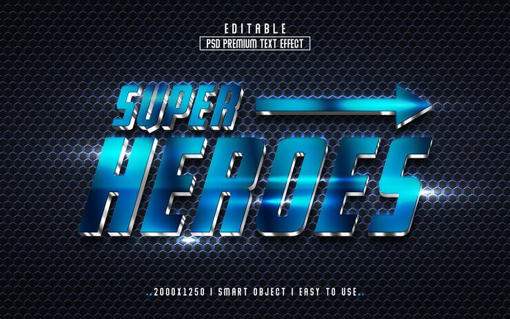 PSD superhéroes 3d editable psd estilo de efecto de texto