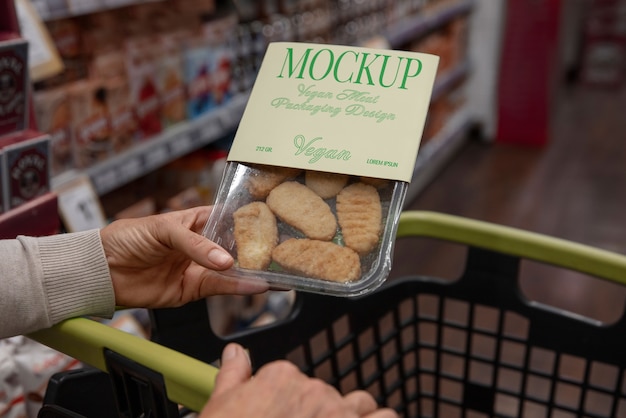 PSD supermarkt-mockup für vegane lebensmittelverpackungen