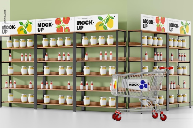 Supermarktregal Mockup, Perspektive