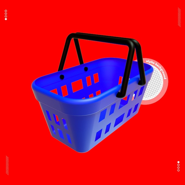 Supermercado de compras azul de render 3d