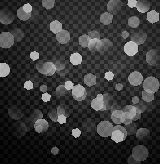 Superposición de bokeh brillante sobre un fondo transparente