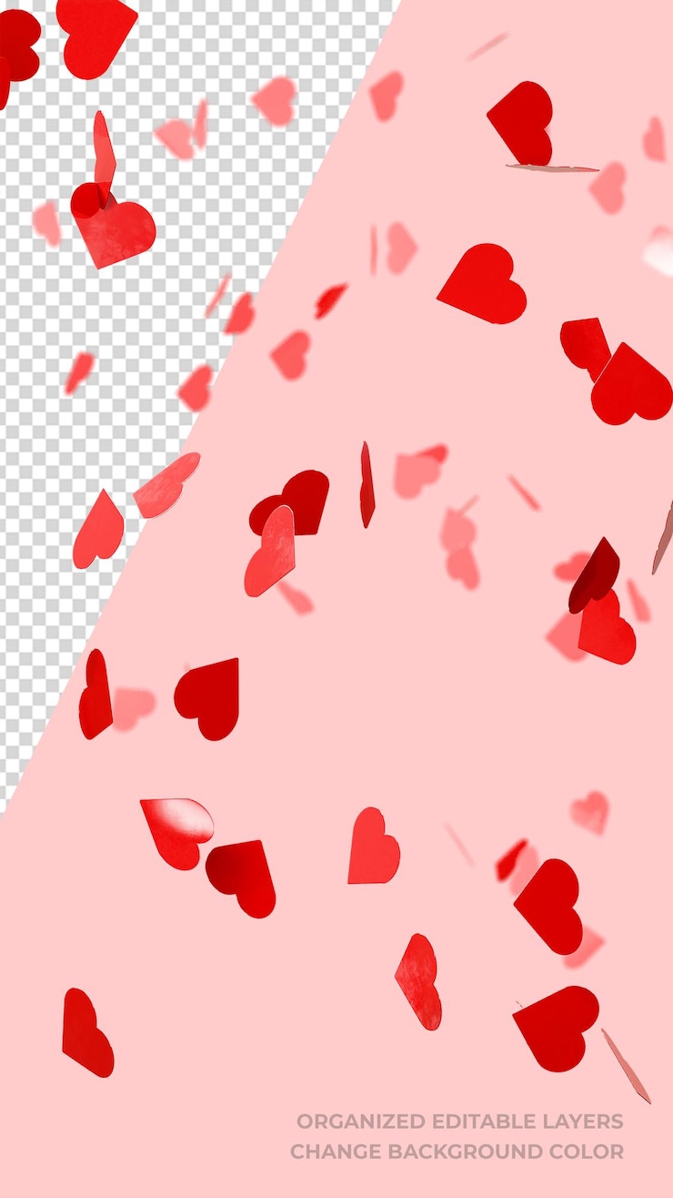 PSD superposición de confeti en forma de corazón