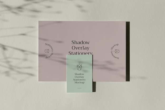 PSD superposition d'ombre avec maquette de papeterie