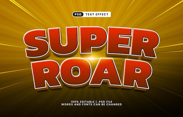 Superroar redigierbarer Texteffekt mit einem Helden und einem Super-Text-Effekt