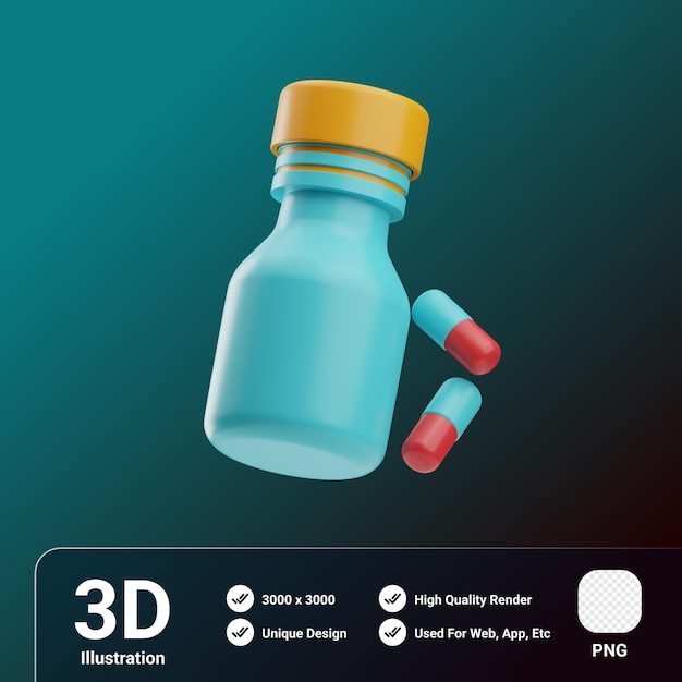 PSD suplemento de fitness e dieta ilustração 3d