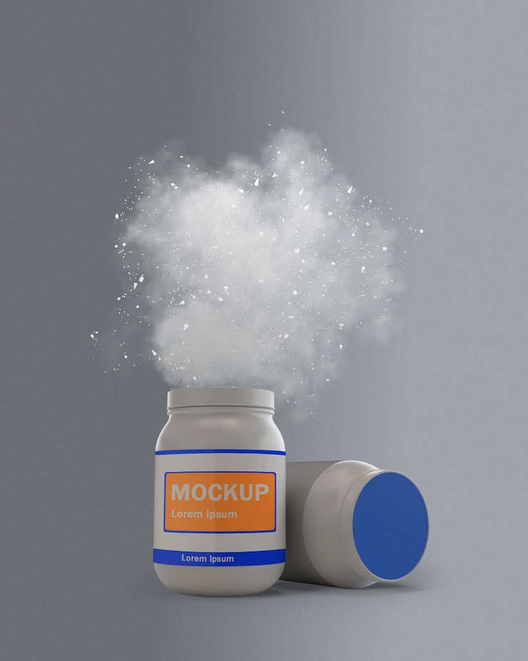 PSD suplementos splash conceito mock-up