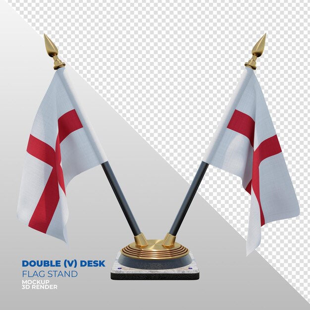 Suporte de bandeira de mesa dupla texturizada 3d realista da inglaterra para composição