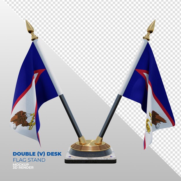 Suporte de bandeira de mesa dupla texturizada 3d realista da Samoa Americana para composição