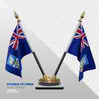 PSD suporte de bandeira de mesa dupla texturizada 3d realista das ilhas falkland para composição
