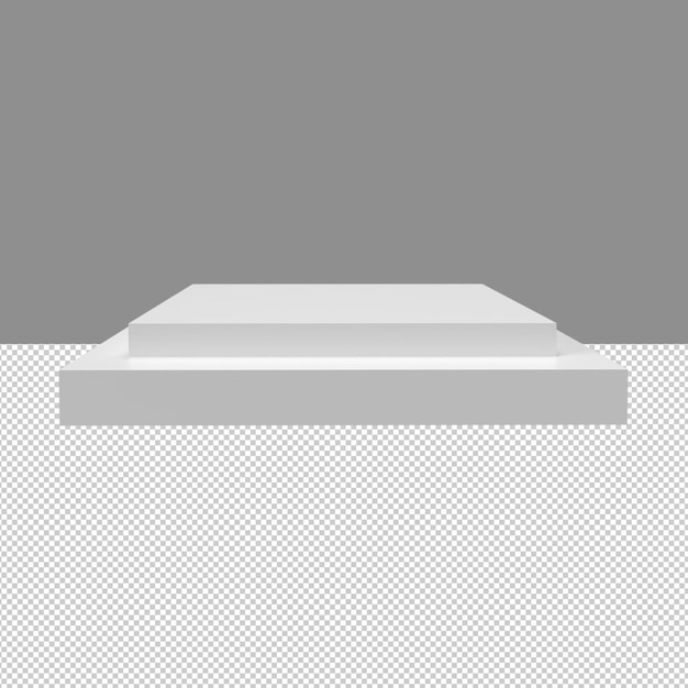 Suporte de exibição de produto branco pódio ou pedestal em renderização 3D de fundo de publicidade