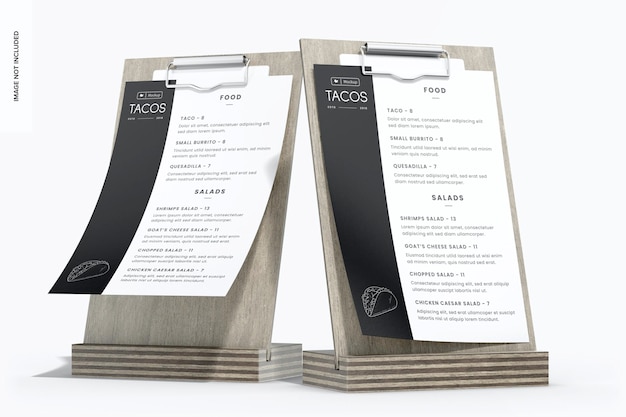 Suporte para menu de mesa com Clip Mockup