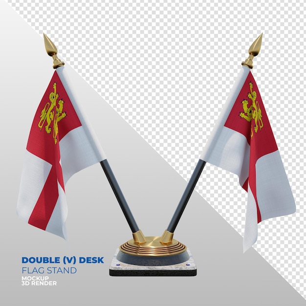 Support de drapeau de bureau double texturé 3d réaliste de Sark pour la composition