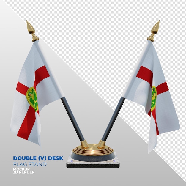 PSD support de drapeau de bureau double texturé alderney réaliste 3d pour la composition