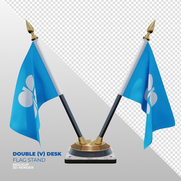 Support de drapeau double bureau texturé 3d réaliste de l'OPEP pour la composition
