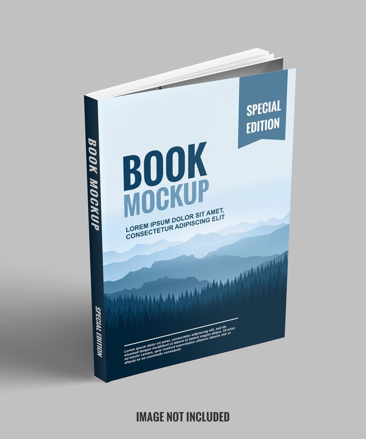 PSD support de livre bleu et propre avec maquette de vue de face