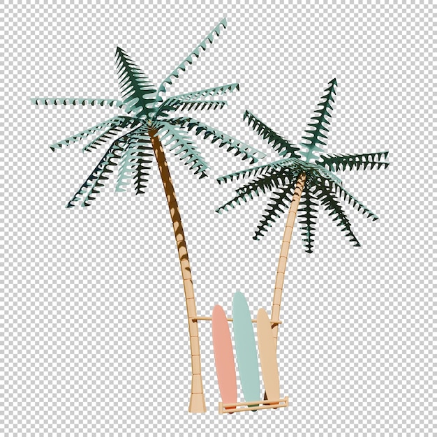 Surf Board Side View 3D Render Illustration