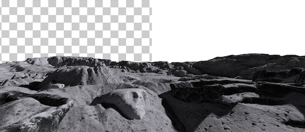 PSD surface de la lune sur un fond transparent rendu en 3d