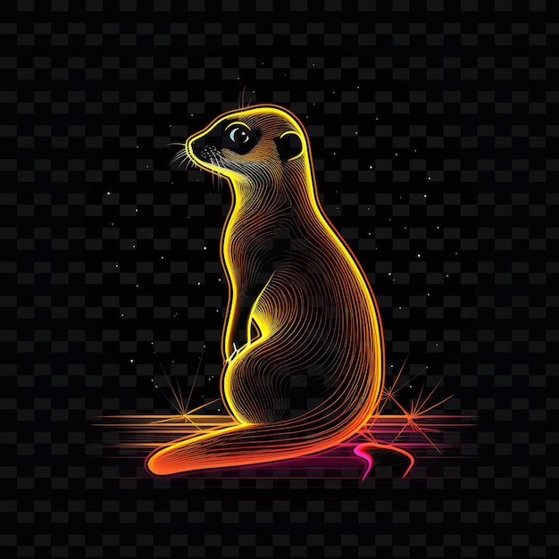 Suricata Safari Expedición Líneas de neón angulares Dunas de arena Stan PNG Formas Y2K Artes de luz transparentes