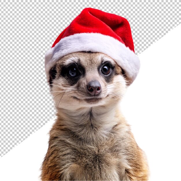 PSD suricate vestindo chapéu de santa em fundo transparente