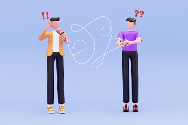 Surmonter les obstacles à la communication Illustration en 3D