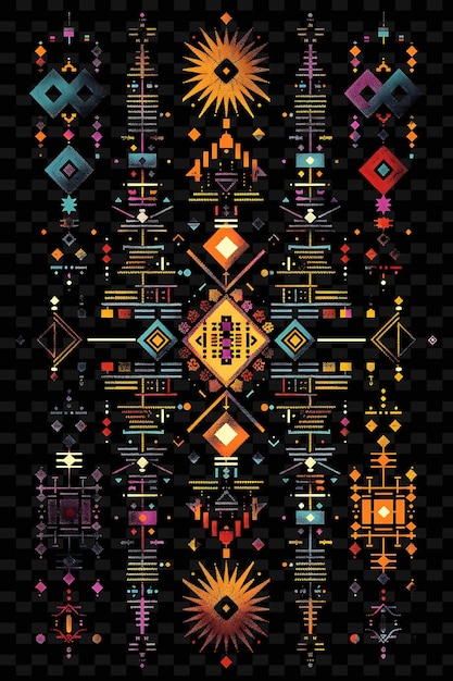 El suroeste de Trellises Arte de píxeles con inspiración nativa americana Textura creativa Diseños de artículos de neón Y2K
