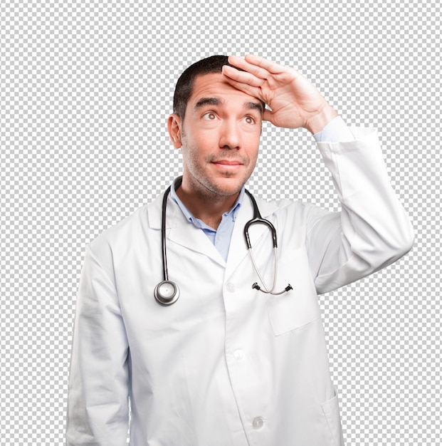 Surpreendido médico jovem procurando