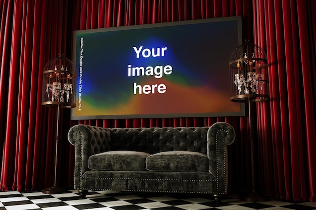 PSD surreal gallery museum scene mockup